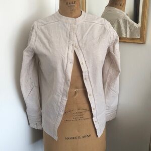 Wrap London light, beige blouse/jacket eyelet fabric